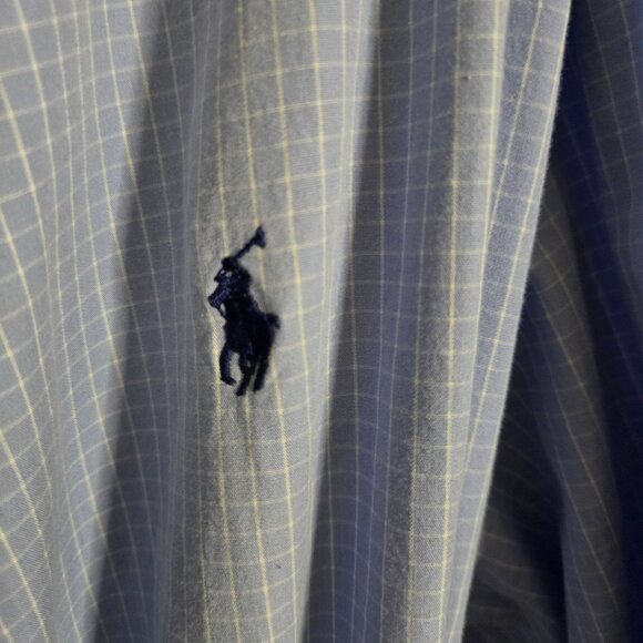 Polo Ralph Lauren Blue Checkered 100% Cotton Shawl Collar Robe Pockets Size S/M - Picture 5 of 7